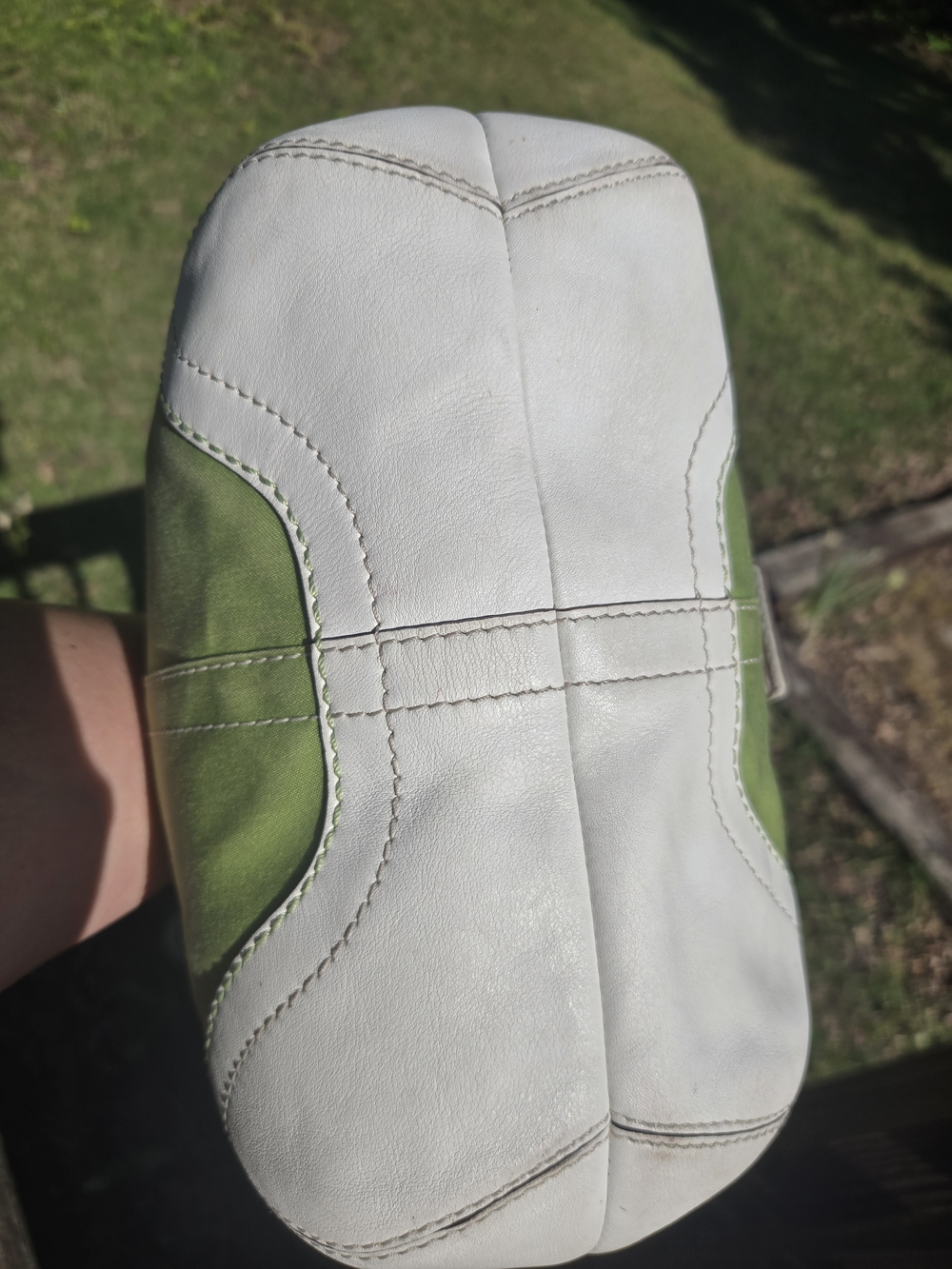 Coach Soho Tote Twill & Leather Lime Green and White Leather-Trim Shoulder Bag - Picture 11 of 11